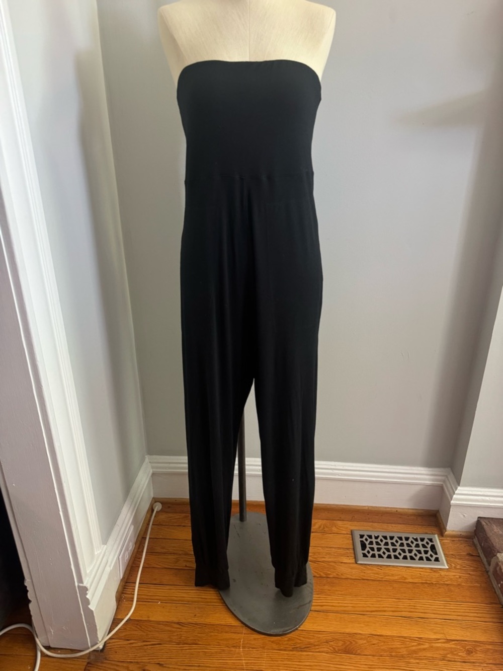 Classic Strapless Black Tapered-Leg Jumpsuit